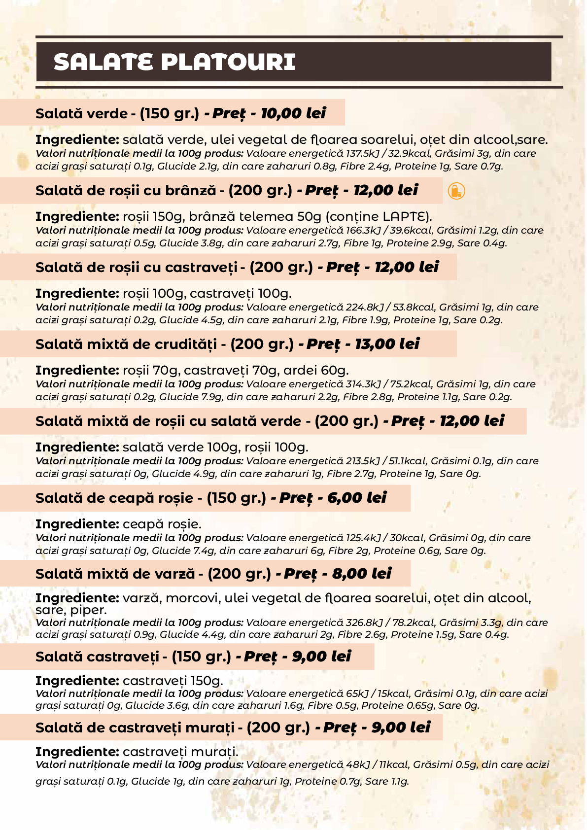 Meniu Casa Rustica